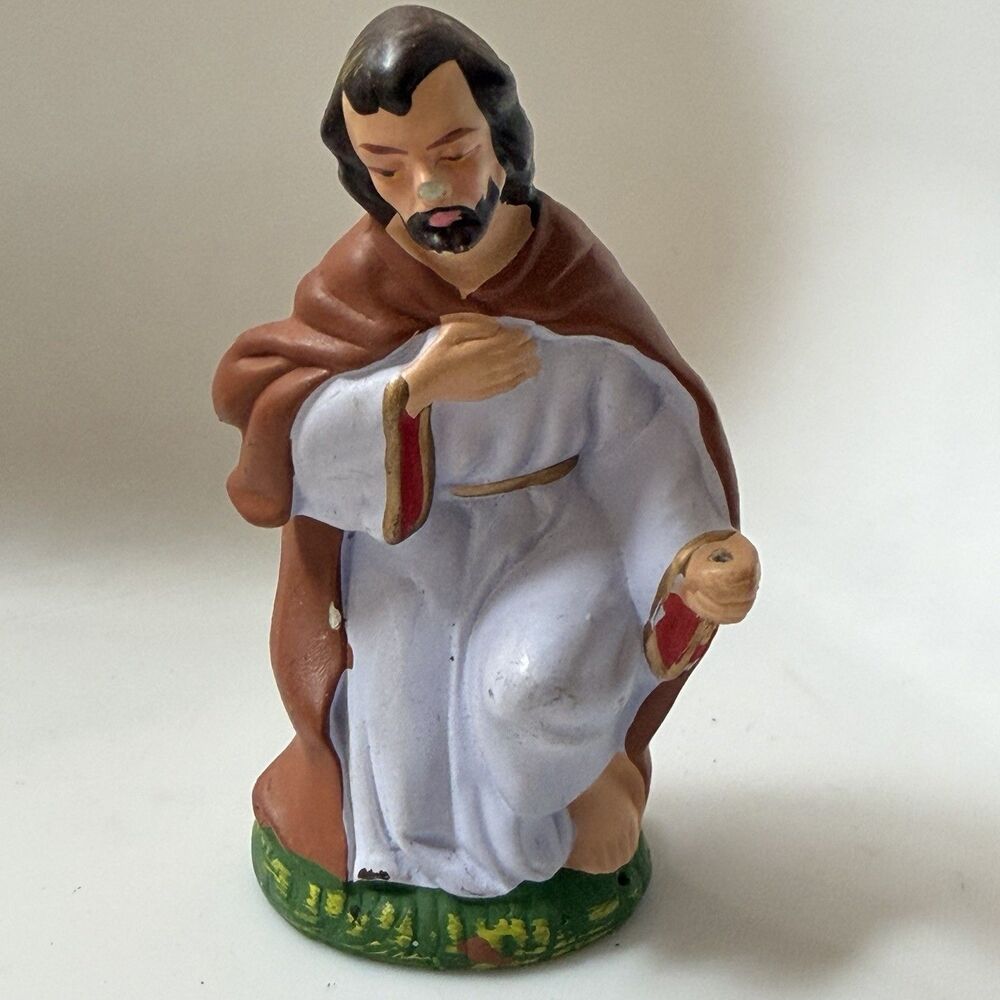 Vintage Japan Nativity Joseph Figurine 4” Hand Painted Christmas Manger